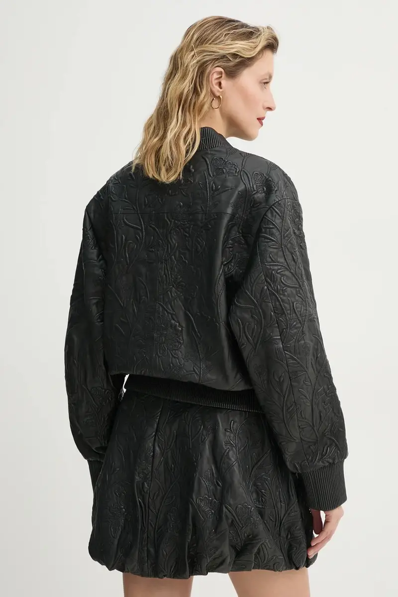 giacca in pelle stile bomber FERRIL donna colore nero 251151525105 miniatura 3