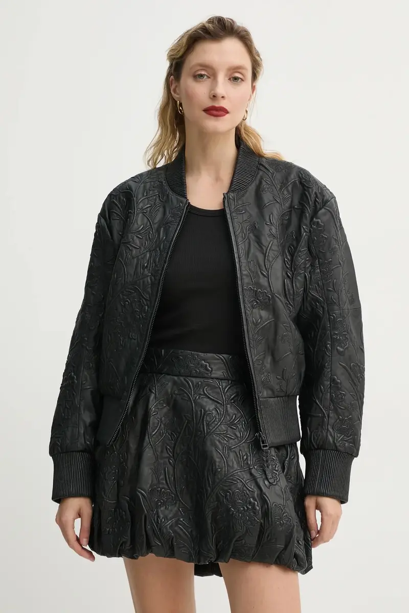 giacca in pelle stile bomber FERRIL donna colore nero 251151525105 miniatura 4