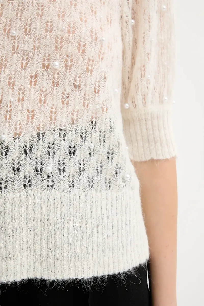 maglione in lana POPTA donna colore beige 252161925274 miniatura 5