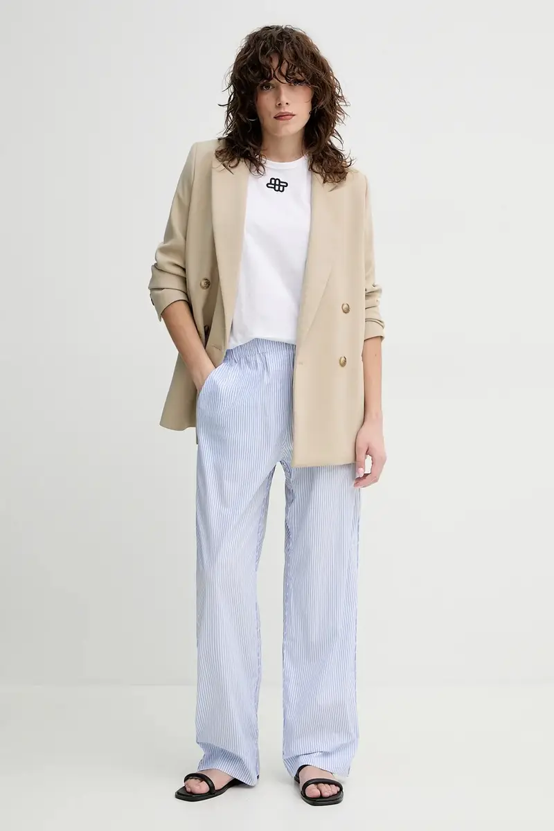 pantaloni in cotone FIDDA donna colore blu 251142725126 miniatura 2