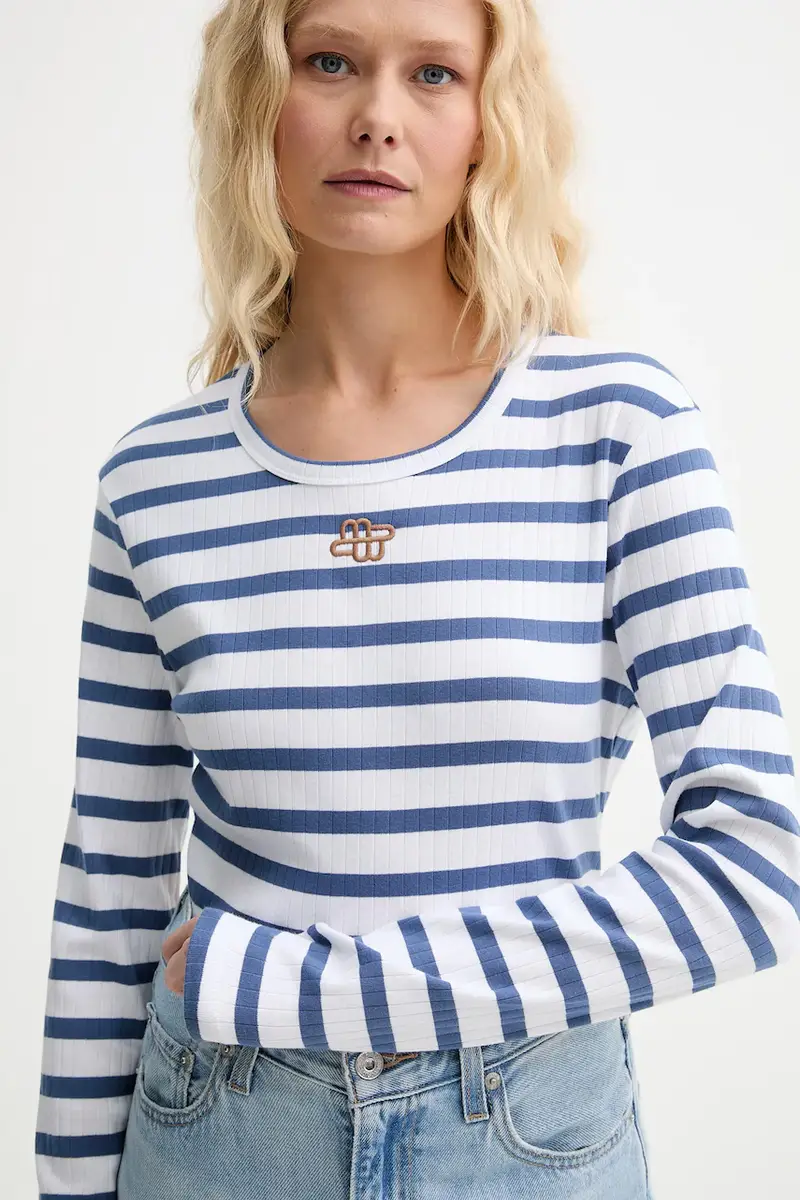 top a maniche lunghe in cotone POTE colore blu 252110225264 miniatura 4