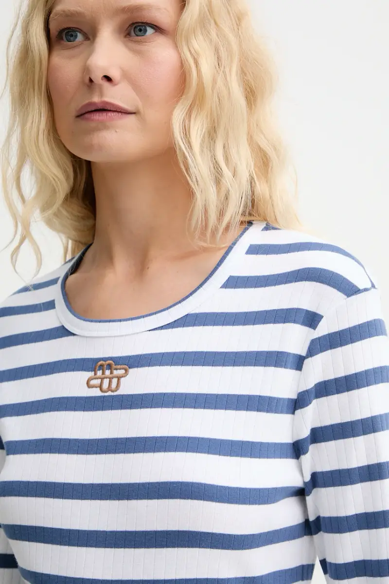 top a maniche lunghe in cotone POTE colore blu 252110225264 miniatura 5