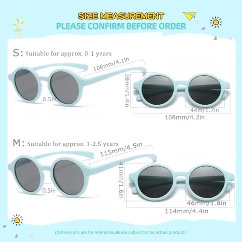 Musivon Occhiali da Sole Bambino 0-2.5 anni, Polarizzati Occhiali da Sole Neonato, Protezione UV400, Telaio Flessibile miniatura 3