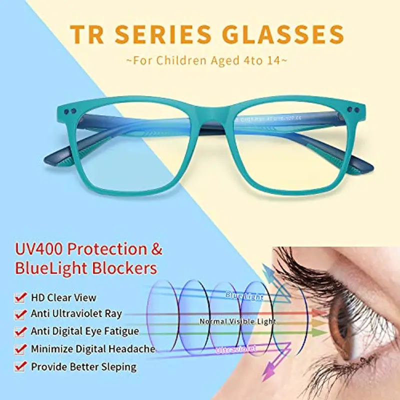 Musivon Occhiali Luce Blu Bambino Per Età 4-14 Filtro Luce Blu Occhiali Bambino Luce Blu Computer Per Gaming Occhiali Pc da Gioco per Ragazzo e Ragazze miniatura 2
