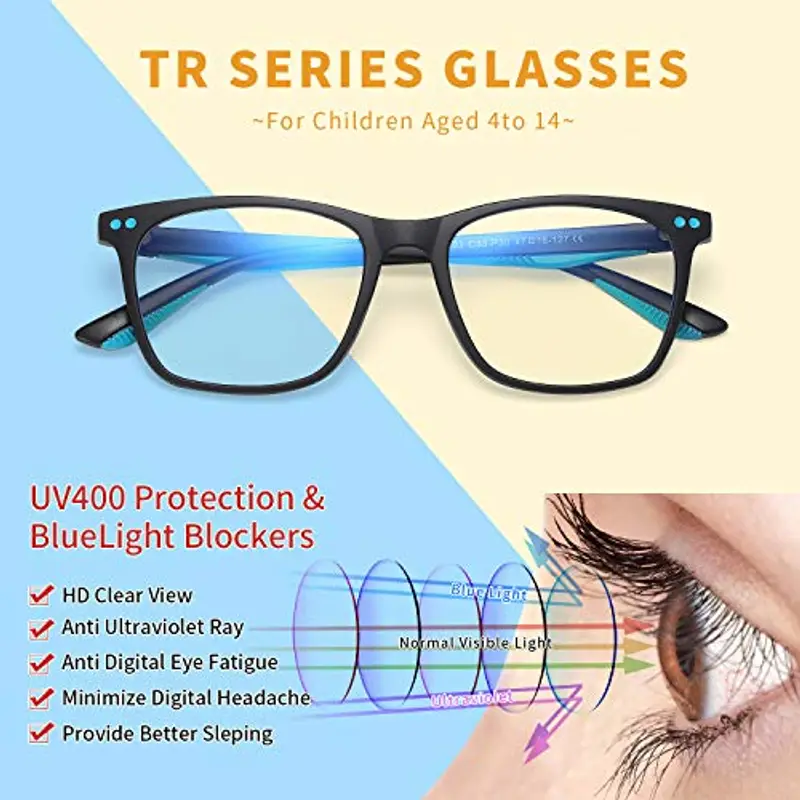 Musivon Occhiali Luce Blu Bambino Per Età 4-14 Filtro Luce Blu Occhiali Bambino Luce Blu Computer Per Gaming Occhiali Pc da Gioco per Ragazzo e Ragazze miniatura 2