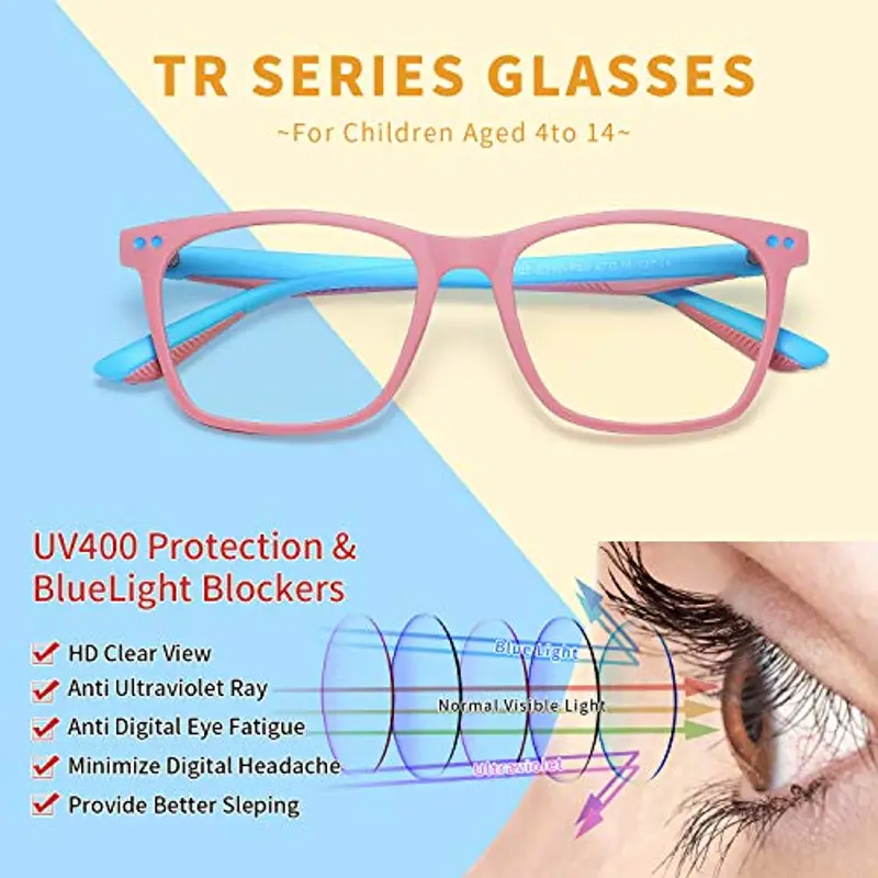 Musivon Occhiali Luce Blu Bambino Per Età 4-14 Filtro Luce Blu Occhiali Bambino Luce Blu Computer Per Gaming Pc miniatura 3