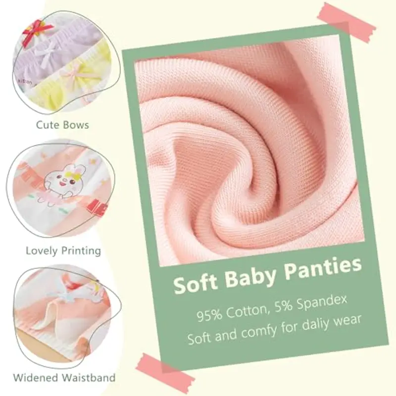 Mutandine per Bambine Intimo per Ragazze dai 2 ai 12 Anni, Mutandine per Neonati Morbide e Traspiranti 8 Confezione miniatura 2