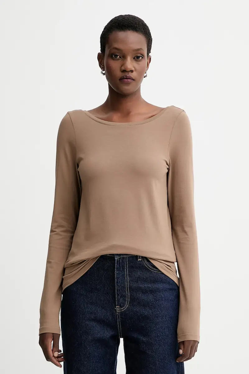 . camicia a maniche lunghe colore marrone 0