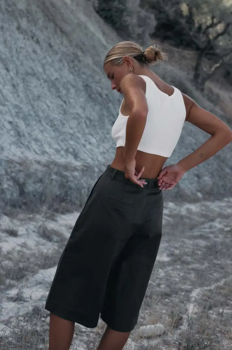 pantaloncini in cotone PORTEUR colore verde miniatura 2