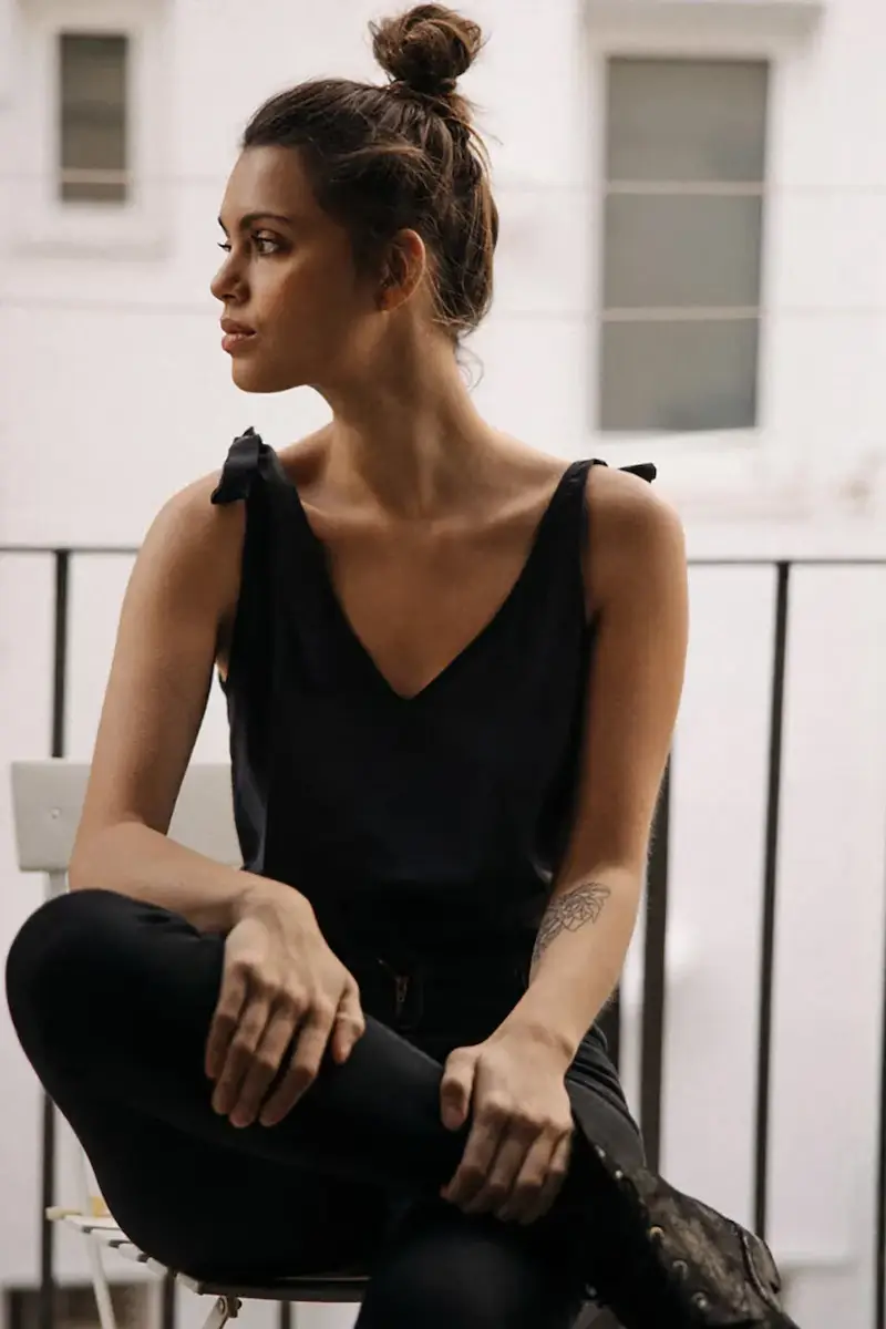 . top in cotone colore nero 0