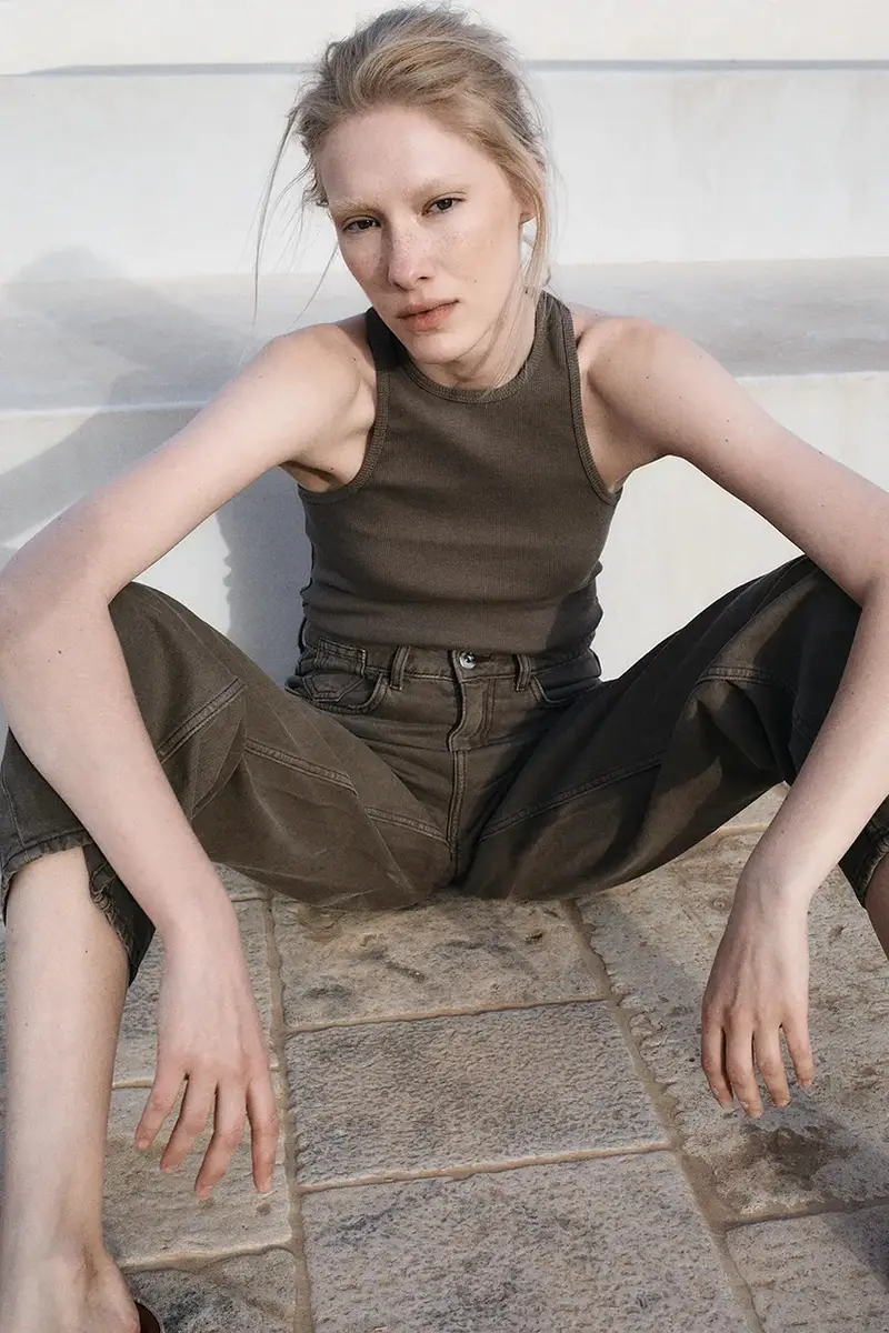 top in cotone PRESSE colore verde PRESSE Marrone miniatura 3