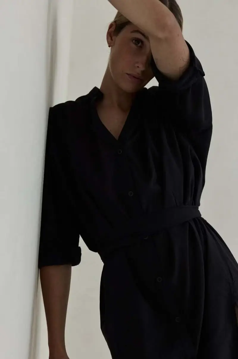 . vestito in cotone Nero miniatura 3