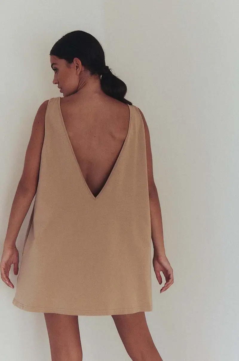 vestito in cotone sukienka #SKATEGIRL colore beige miniatura 2