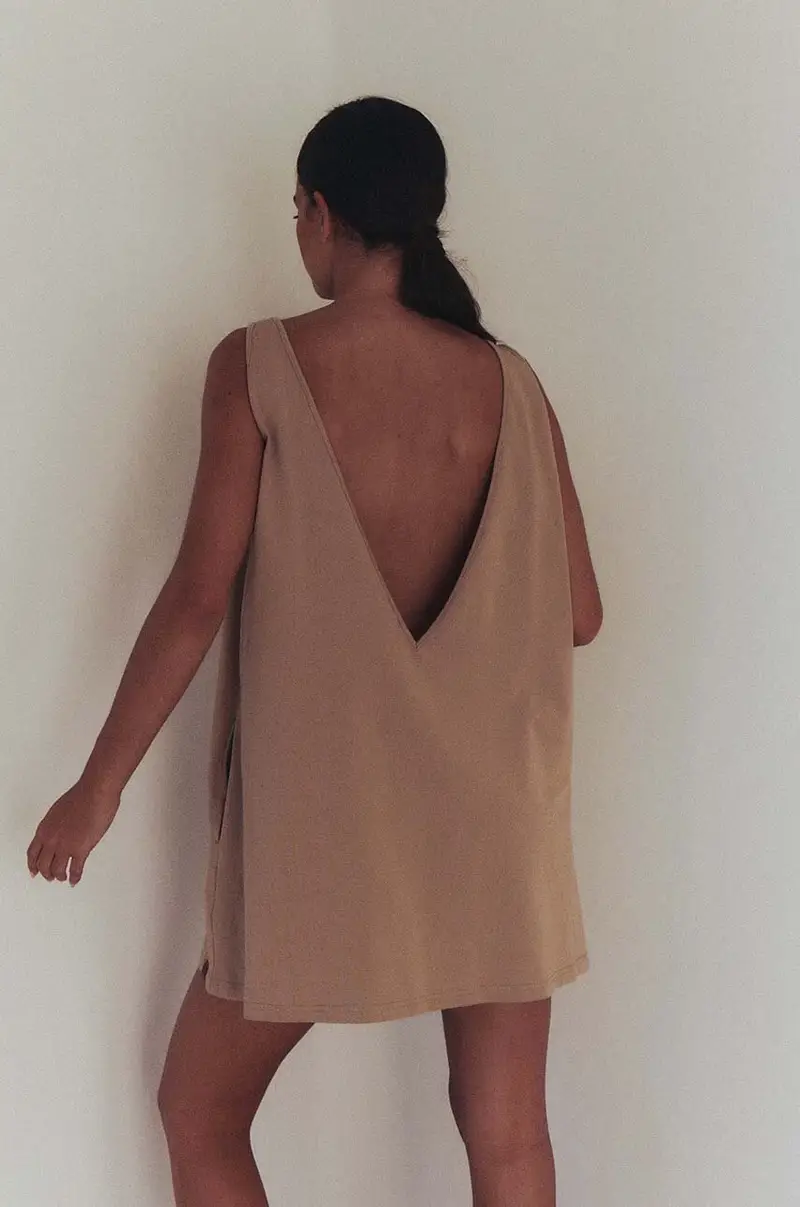 vestito in cotone sukienka #SKATEGIRL colore beige miniatura 3