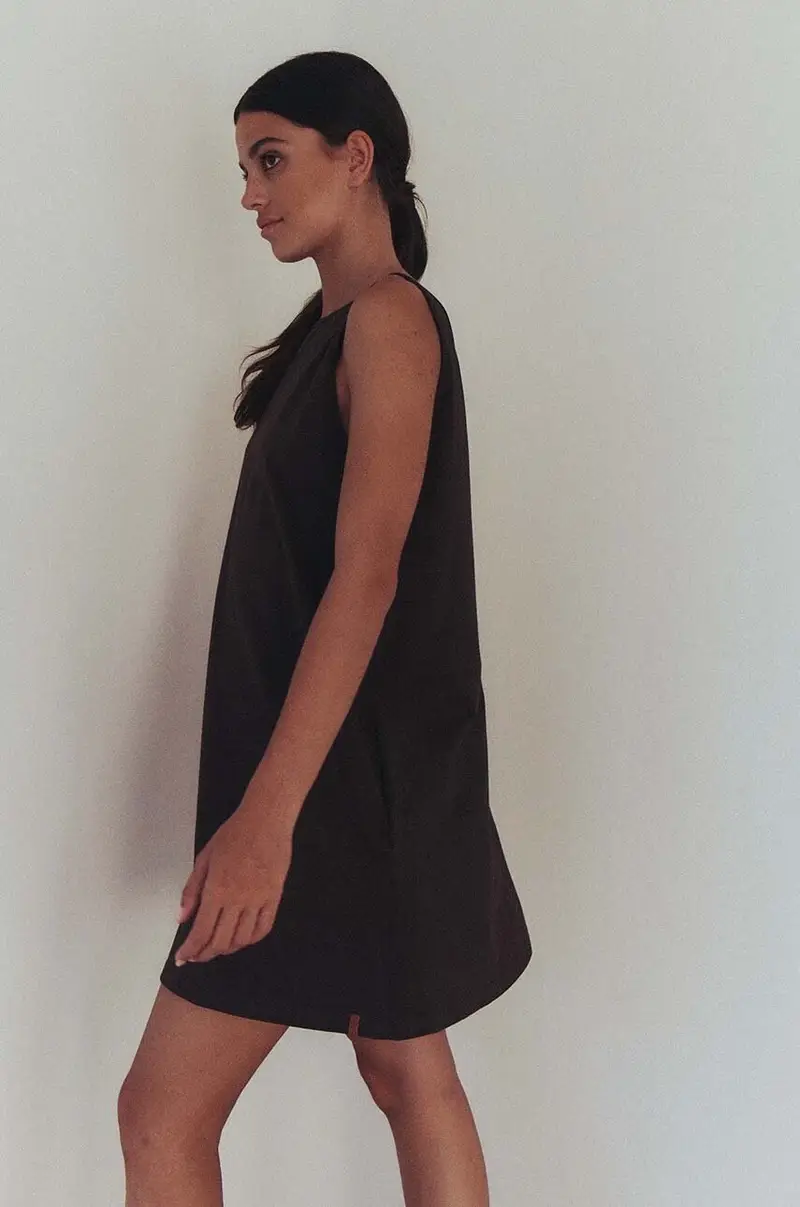 vestito in cotone sukienka #SKATEGIRL colore marrone miniatura 4