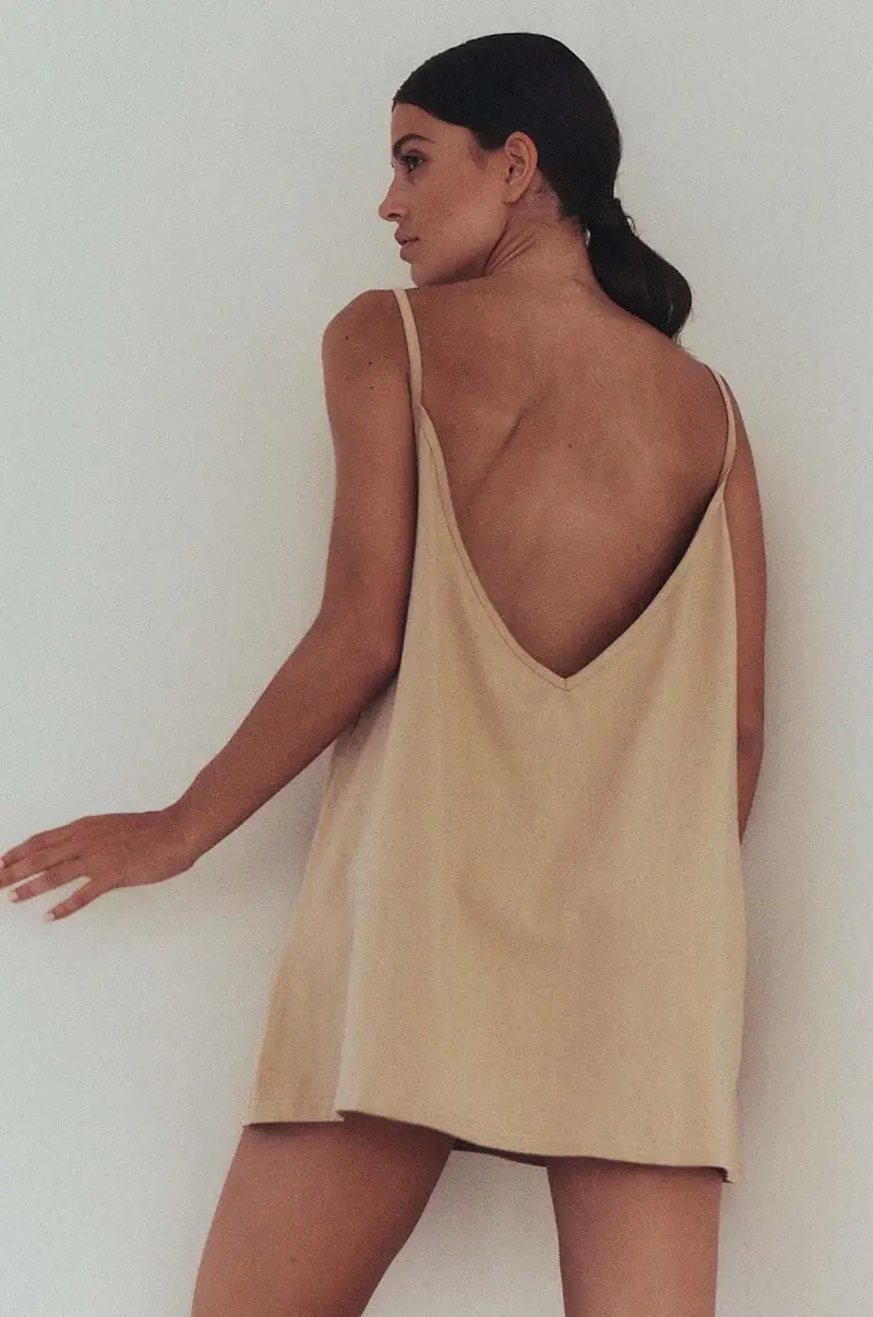 vestito in cotone sukienka #SURFGIRL colore beige miniatura 2