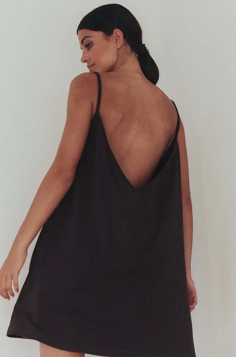 vestito in cotone sukienka #SURFGIRL colore marrone miniatura 2