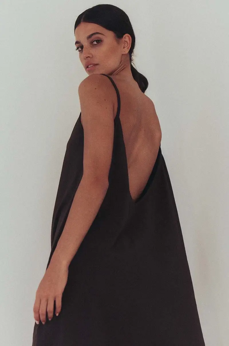 vestito in cotone sukienka #SURFGIRL colore marrone miniatura 3