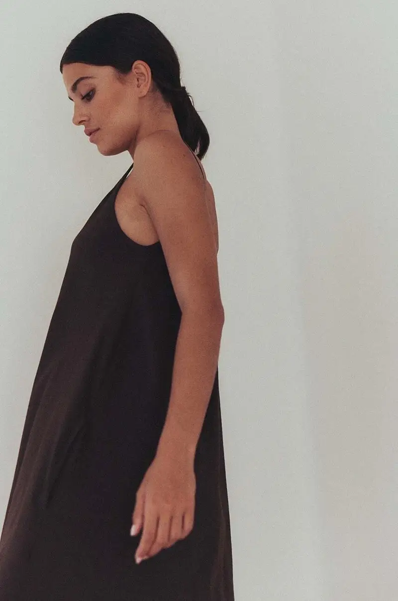 vestito in cotone sukienka #SURFGIRL colore marrone miniatura 4