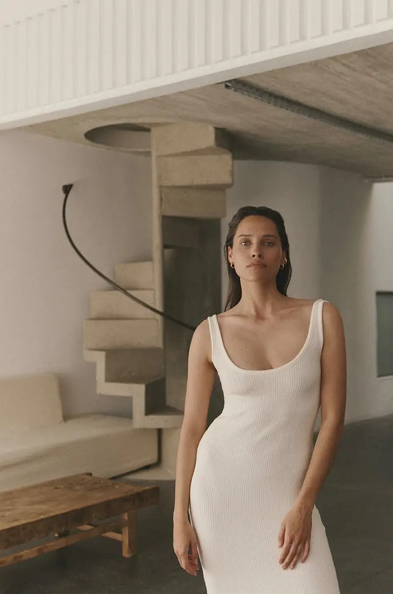 . vestito lungo FENDU Bianco