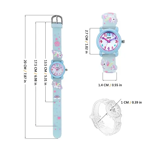 MUXIJIA Orologio Bambina, 3ATM/30M Impermeabile Quarzo Orologio da Polso con 3D Cartone Animato Cinturino in Silicone miniatura 3
