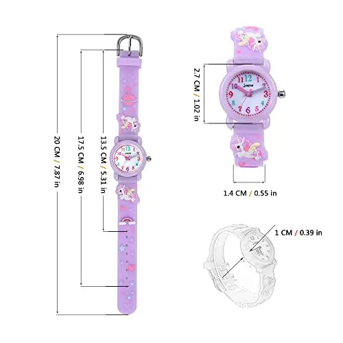 MUXIJIA Orologio Bambina, 3ATM/30M Impermeabile Quarzo Orologio da Polso con 3D Cartone Animato Cinturino in Silicone miniatura 3