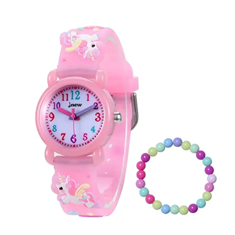 MUXIJIA Orologio Bambina, 3ATM/30M Impermeabile Quarzo Orologio da Polso con 3D Cartone Animato Cinturino in Silicone Orologio per Ragazze da 3-10 Anni (Rosa)