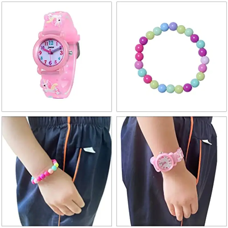 MUXIJIA Orologio Bambina, 3ATM/30M Impermeabile Quarzo Orologio da Polso con 3D Cartone Animato Cinturino in Silicone Orologio per Ragazze da 3-10 Anni (Rosa) miniatura 2