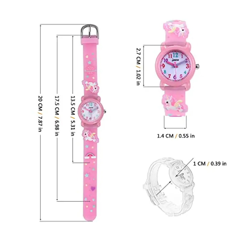 MUXIJIA Orologio Bambina, 3ATM/30M Impermeabile Quarzo Orologio da Polso con 3D Cartone Animato Cinturino in Silicone Orologio per Ragazze da 3-10 Anni (Rosa) miniatura 3