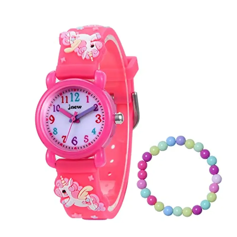 MUXIJIA Orologio Bambina, 3ATM/30M Impermeabile Quarzo Orologio da Polso con 3D Cartone Animato Cinturino in Silicone Orologio per Ragazze da 3-10 Anni (Rosso)