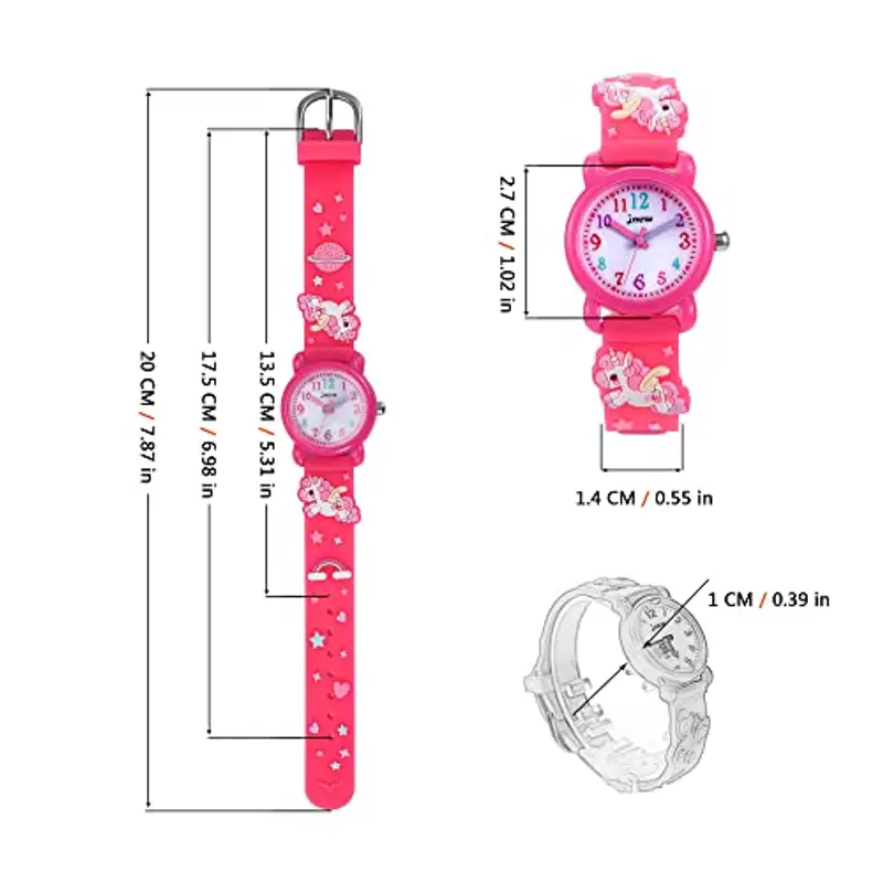 MUXIJIA Orologio Bambina, 3ATM/30M Impermeabile Quarzo Orologio da Polso con 3D Cartone Animato Cinturino in Silicone Orologio per Ragazze da 3-10 Anni (Rosso) miniatura 3