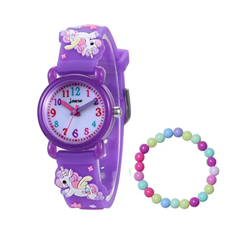 MUXIJIA Orologio Bambina, 3ATM/30M Impermeabile Quarzo Orologio da Polso con 3D Cartone Animato Cinturino in Silicone Orologio per Ragazze da 3-10 Anni (Viola)