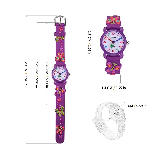 MUXIJIA Orologio Bambina, 3ATM/30M Impermeabile Quarzo Orologio da Polso con 3D Cartone Animato Farfalla Cinturino in miniatura 3