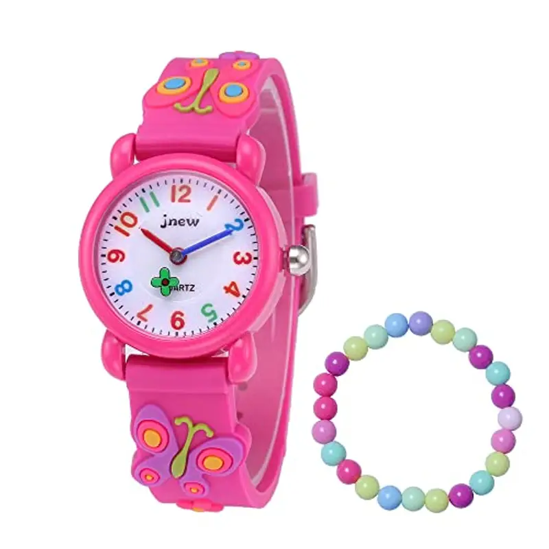 MUXIJIA Orologio Bambina, 3ATM/30M Impermeabile Quarzo Orologio da Polso con 3D Cartone Animato Farfalla Cinturino in Silicone per Ragazze da 3-10 Anni (Rosa)