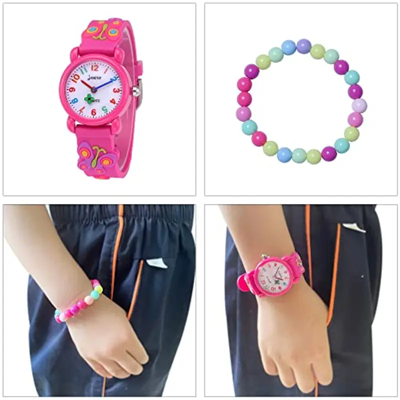 MUXIJIA Orologio Bambina, 3ATM/30M Impermeabile Quarzo Orologio da Polso con 3D Cartone Animato Farfalla Cinturino in Silicone per Ragazze da 3-10 Anni (Rosa) miniatura 2