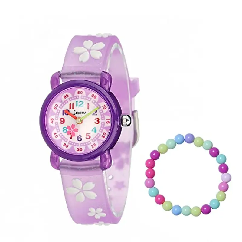 MUXIJIA Orologio Bambina, 3ATM Impermeabile Quarzo Orologio da Polso con 3D Cartone Animato Cinturino in Silicone Orologio per Ragazze da 3-10 Anni