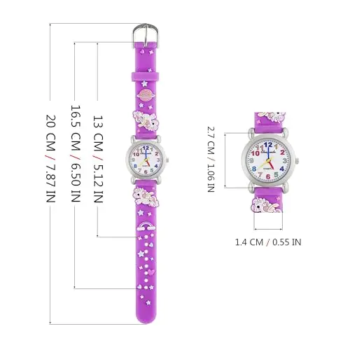 MUXIJIA Orologio Educativo per Bambini - Analogico Quarzo Orologi da Polso per Bambine e ragazze - 3D Cartone Animato miniatura 3