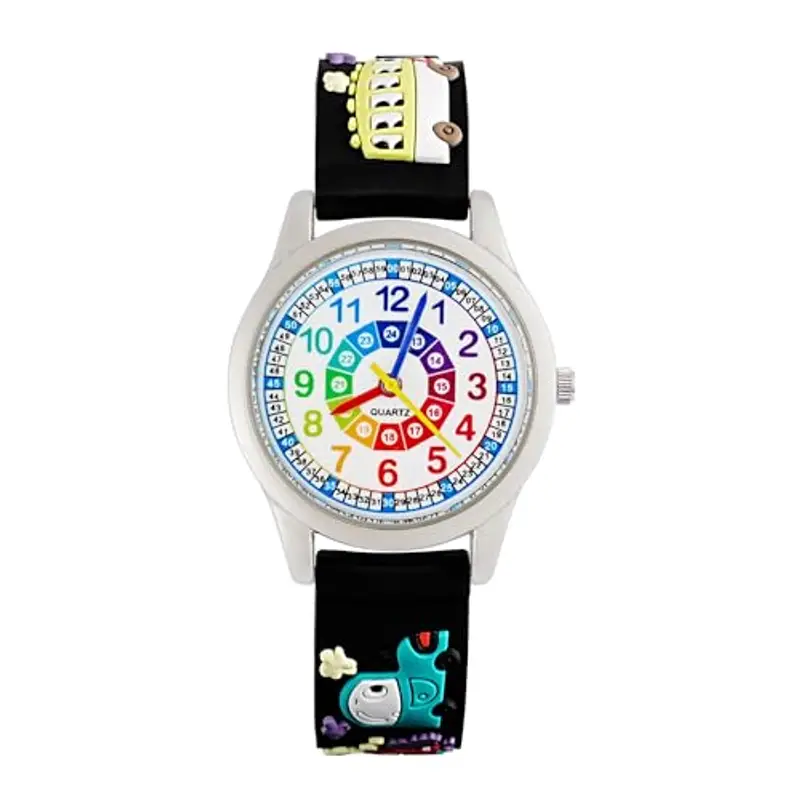 MUXIJIA Orologio Educativo per Bambini - Analogico Quarzo Orologi da Polso per Ragazzi e Ragazze - 3D Cartone Animato Cinturino in Silicone Orologio per Bambini e Ragazzi da 3-10 Anni