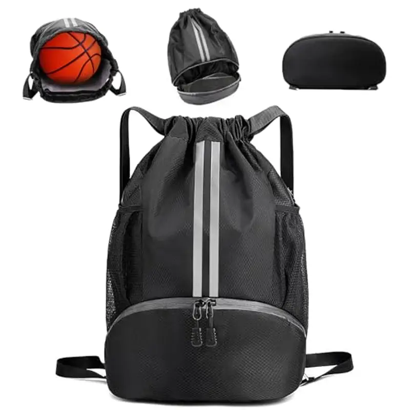 MXTIMWAN Zaino Mare Impermeabile per Donna e Uomo, Sacca Sportiva Ripiegabile con Coulisse, Zaino Spiaggia (Nera)