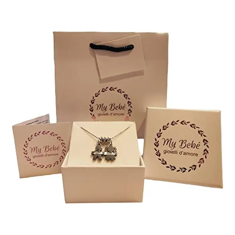 My Bebè Catenina e ciondoli maschietto e femminuccia in argento 925% personalizzabili con nome miniatura 2