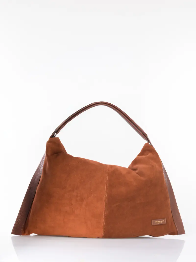 borsa a mano da donna My Best Bag maxi shopper in vera pelle camoscio MARRON