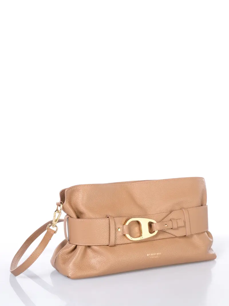 borsa a tracolla da donna My Best Bag in vera pelle con cintura MARRON miniatura 2