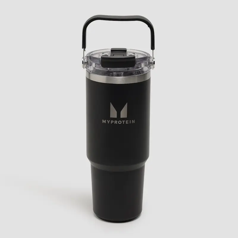 Bottiglia in metallo riciclato Myprotein con manico superiore e cannuccia 900ml - Nero