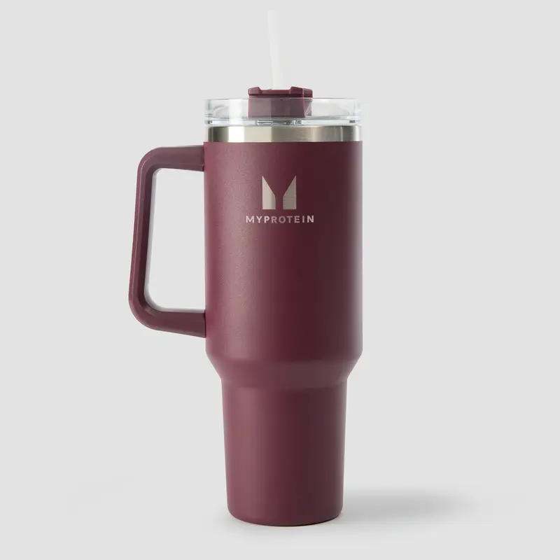 Myprotein Metal Side Handle Straw Bottle 1200ml - Deep Berry Rosso miniatura 2