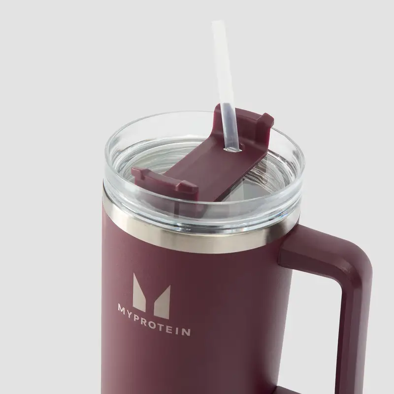 Myprotein Metal Side Handle Straw Bottle 1200ml - Deep Berry Rosso miniatura 3