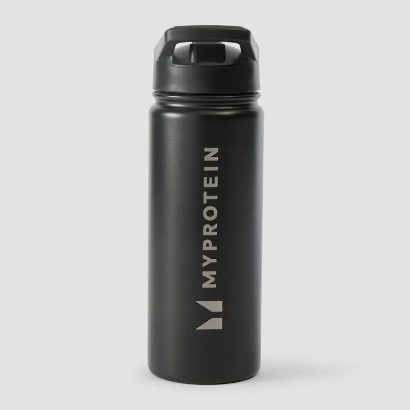 Myprotein Recycled Metal Flip Straw Bottle 500ml - Black Nero miniatura 2
