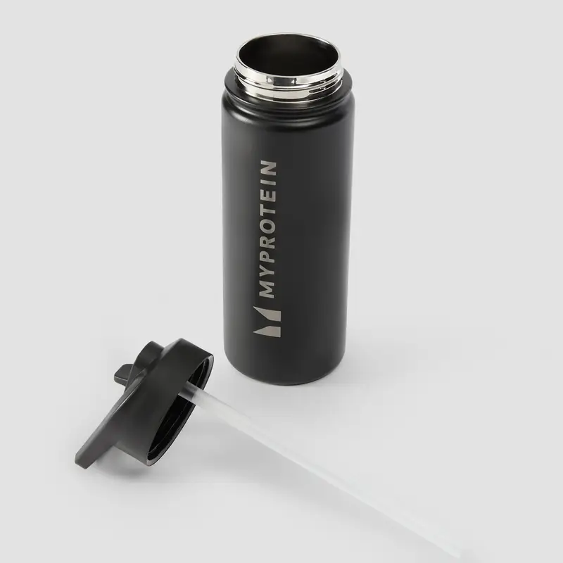 Myprotein Recycled Metal Flip Straw Bottle 500ml - Black Nero miniatura 3