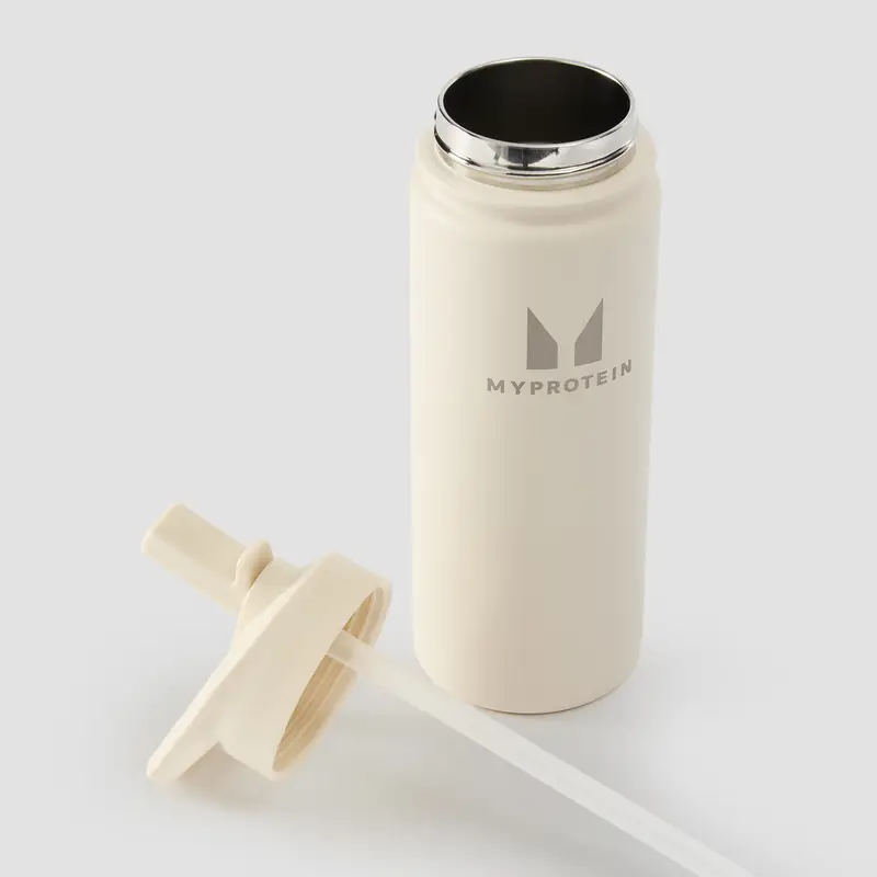 Myprotein Recycled Metal Flip Straw Bottle 500ml - Natural Cream Crema miniatura 3