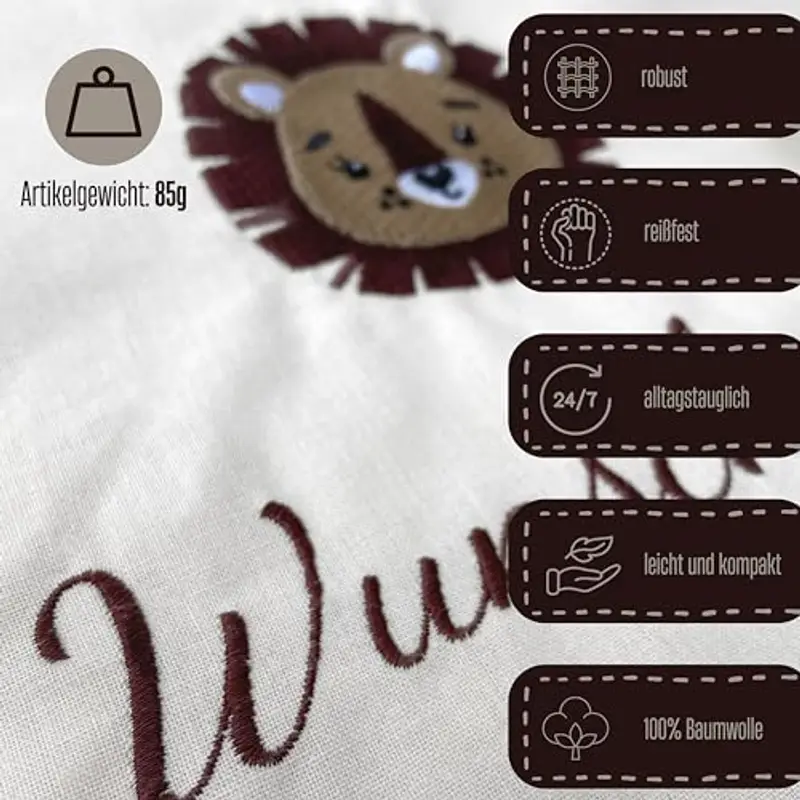 my STITCHERY Sacca da palestra con nome e motivo ricamato – Sacchetto di stoffa personalizzato con coulisse in cotone per bambini come regalo eccezionale, bianco, 37 x 46 cm miniatura 2