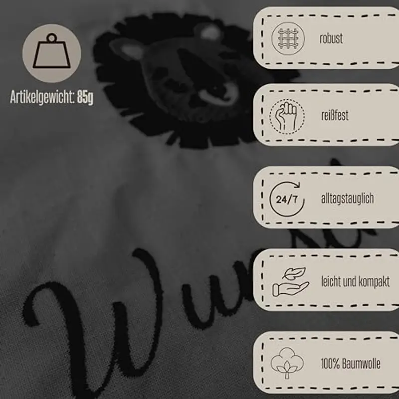 my STITCHERY Sacca da palestra con nome e motivo ricamato – Sacchetto di stoffa personalizzato con coulisse in cotone per bambini come regalo eccezionale, Nero, 37 x 46 cm miniatura 2